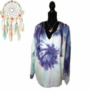 Seven7 Lace-Up Tie Dye Hoodie Sweatshirt